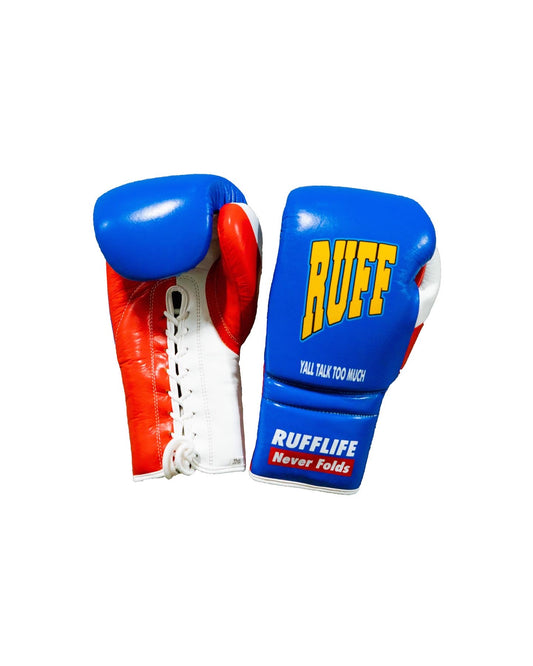 Y’all Talk too much Ruff Fighting Gloves (10oz blue/red)