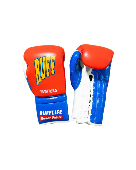 Y’all talk too much Ruff Pro Fighting gloves (10oz Red/blue)